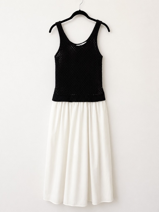 ASTR The Label Dresses & Skirts - ASTR Black Crochet & White Midi Dress S